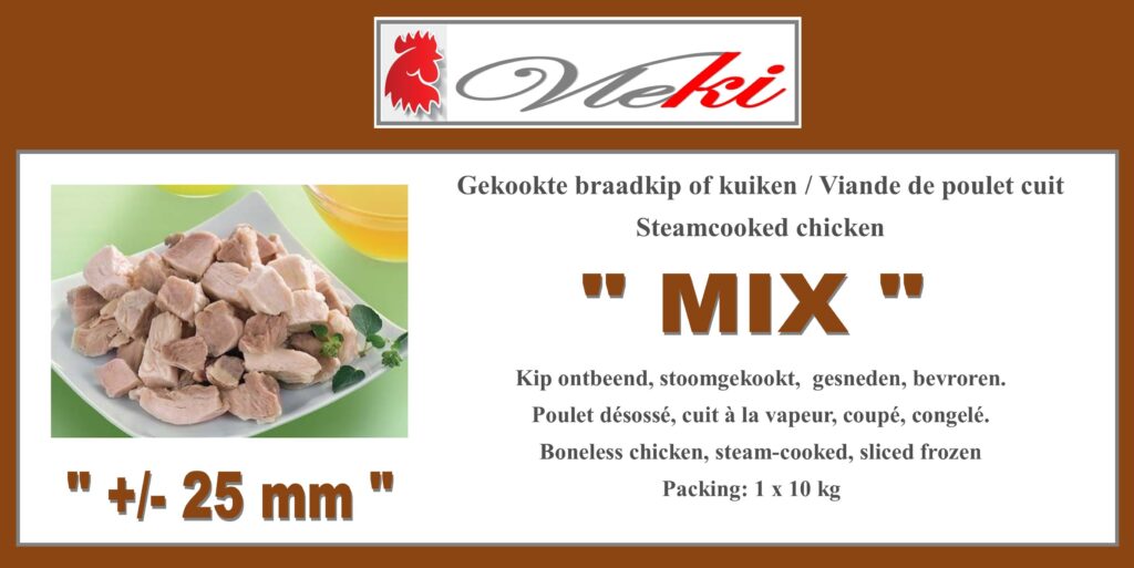 Gekook braadkip of gegaard kuiken Viande de poulet cuit Steamcooked chicken